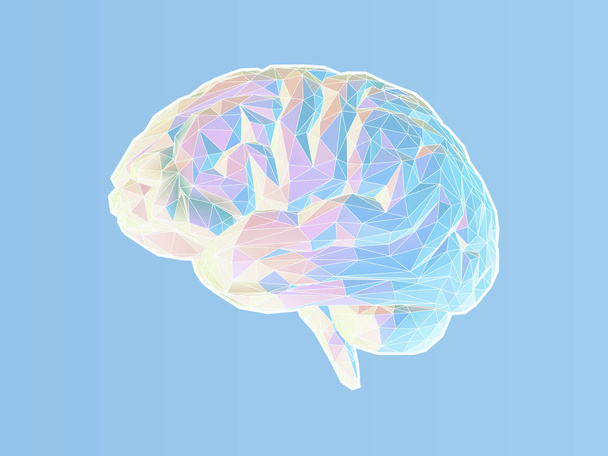 Πολυγωνικό εγκεφάλου εικονογράφηση σε μπλε Bg - Διάνυσμα, εικόνα
