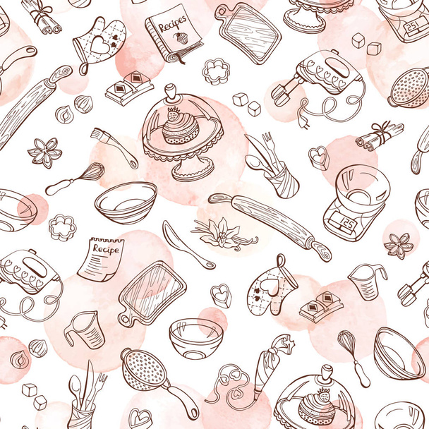 baking doodle background - Vektör, Görsel
