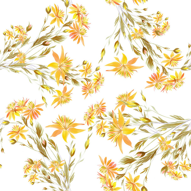 Seamless pattern. Flowers - watercolor. Use printed materials, signs, items, websites, maps, posters, postcards, packaging. - 写真・画像