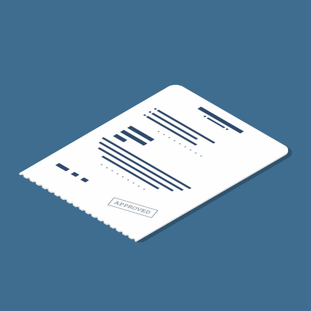 Isometric receipt icon. Accepted bill, invoice Vector - Vector, Image