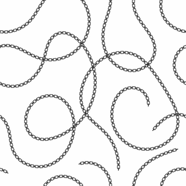 Chains seamless pattern. Curved, wavy seamless chains on white background. Vector - Vector, Imagen