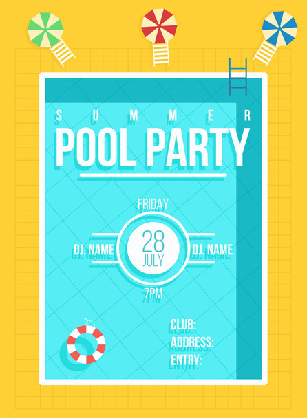 Pool party poster. Summer party invitation, flyer concept. Vector - Vector, Image
