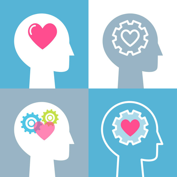 emotionale Intelligenz, Gefühl und psychische Gesundheit Konzeptvektorillustrationen gesetzt - Vektor, Bild