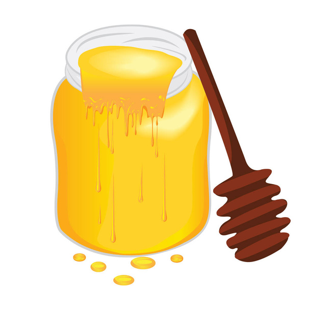 Honey in a jug. Vector illustration - Vector, Image