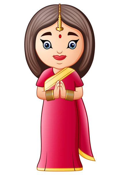 Векторная иллюстрация индийской женщины в традиционных костюмах
 - Вектор,изображение