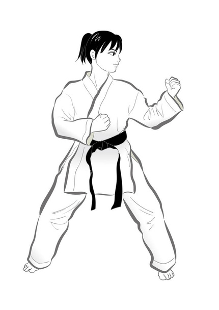 Postura de karate / Material vectorial de la cultura japonesa
 - Vector, imagen