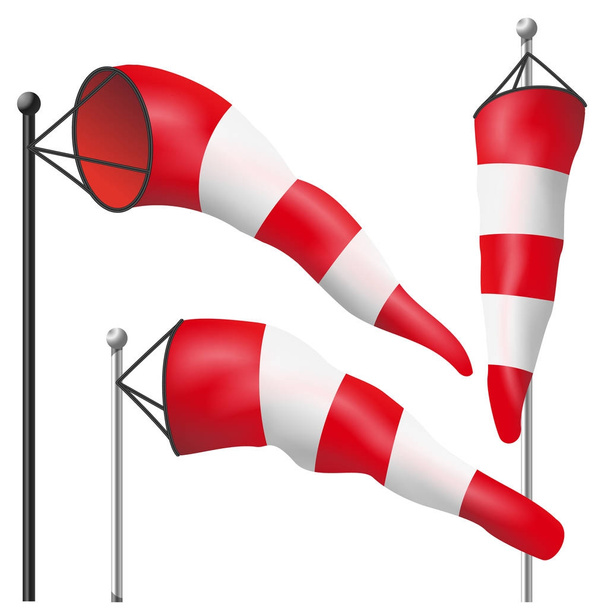 Windsock Sign Isolated Vector. Meteorology Aviation Red And White Illustration - ベクター画像