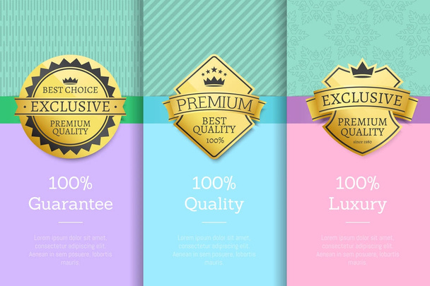 100 Luxury Guarantee Premium Quality Best Labels - Vector, Image