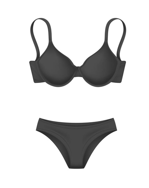 vector realistic black bra panties template mockup - Διάνυσμα, εικόνα