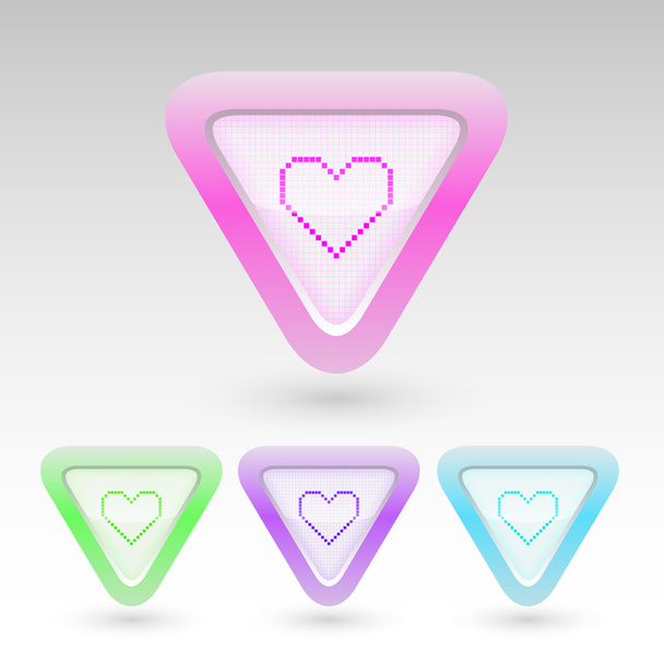Vector set of buttons with heart. - Vektor, Bild