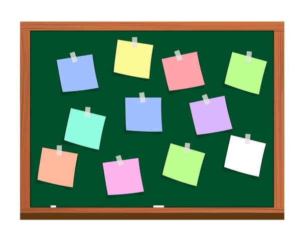 blackboard with post it notes - Vector, Image