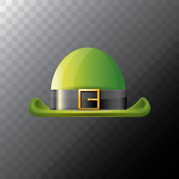 vector saint patricks day green glossy hat clover isolated on transparent background. vector vintage leprechaun green cartoon hat - Vector, afbeelding
