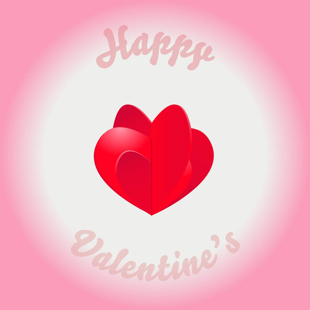Romantic Happy Valentines Day card. Composition of heart and festive text. Vector illustration. - Vector, Image