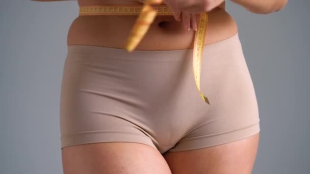 Healthy waist with measuring tape - Footage, Video