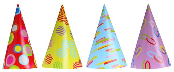 Set of party hats isolated on white - Photo, Image