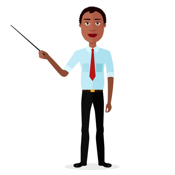 African attractive young man presenting something cartoon flat vector isolated - Vektor, Bild