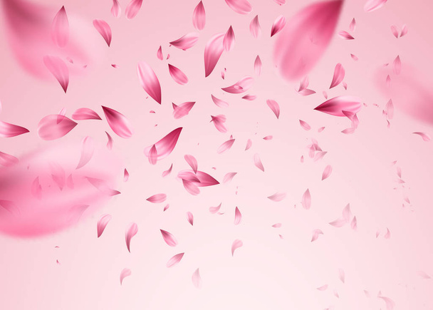 Розовая сакура падает лепестки фона. Векторная иллюстрация
 - Вектор,изображение