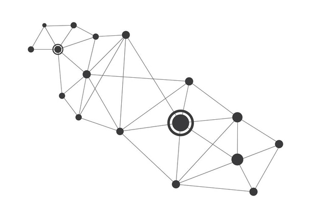 Poligonal com pontos de conexão e linhas
 - Vetor, Imagem