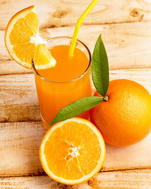 Freshly Squeezed Juice Shows Orange Slice And Refresh  - Photo, Image