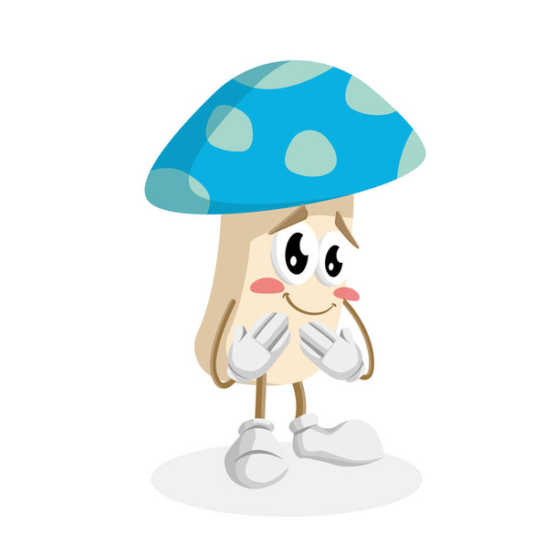 Mascote de cogumelos e fundo postura envergonhada com estilo de design plano para sua marca mascote
. - Vetor, Imagem