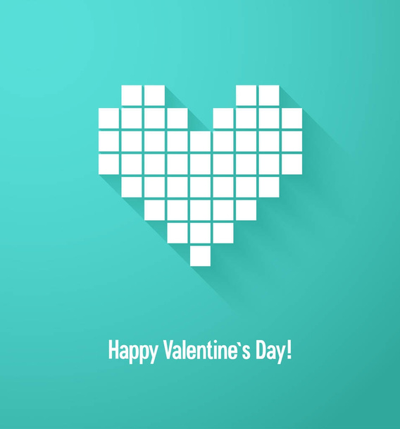 Valentines day card with abstract pixel heart. - Вектор, зображення