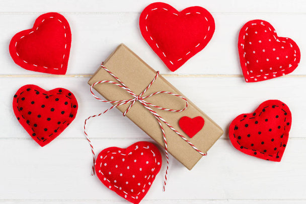 Valentine day background with hearts and gift box - Photo, Image
