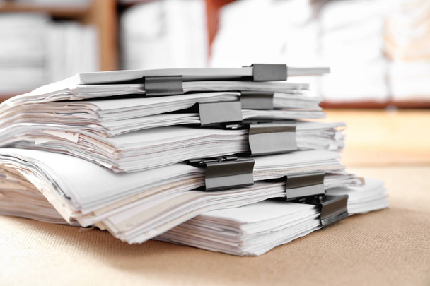 Stack of old paper documents in archive, closeup - Photo, Image