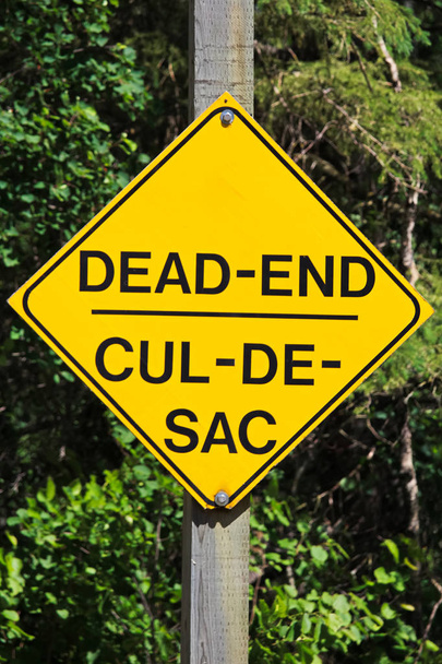 Primo piano di un cartello giallo Dead End
 - Foto, immagini