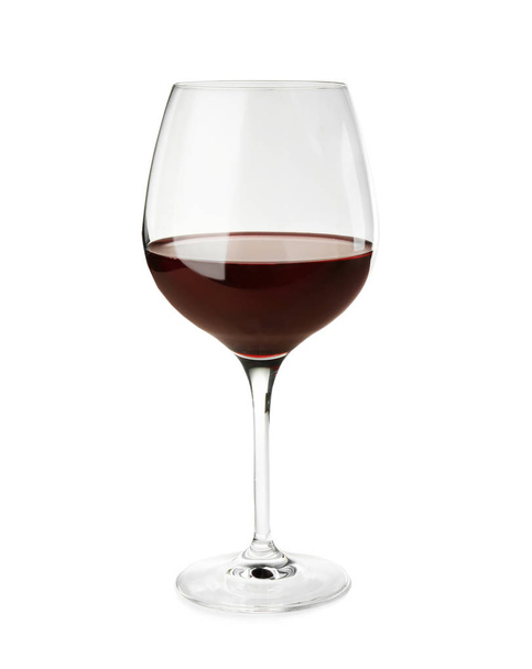 Glass with red wine on white background - Φωτογραφία, εικόνα