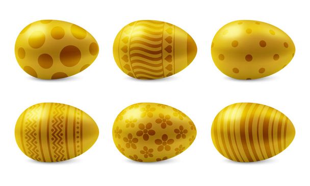 Vector set of realistic happy easter eggs isolated. - Вектор,изображение