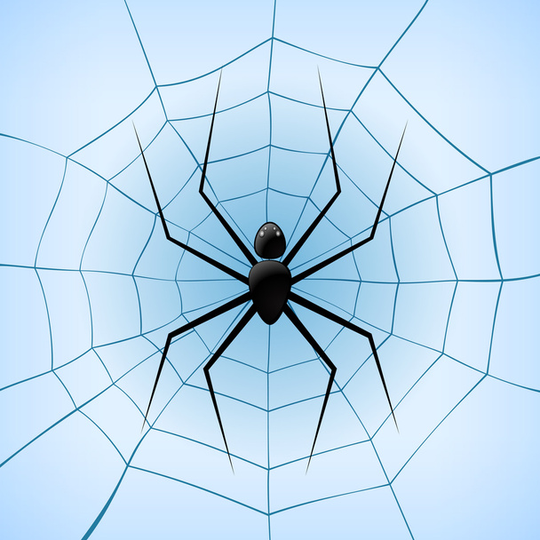 青色の背景にクモとクモの巣。ベクトル イラスト - ベクター画像
