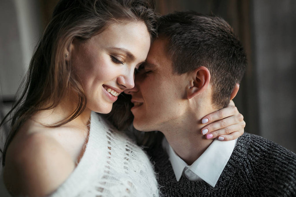 Sensitive moment between couple in love. Happy newlyweds. Artwork - Valokuva, kuva