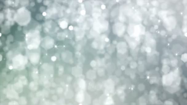 Abstracte achtergrond. Intreepupil zilveren sterren en sneeuwvlokken vallen uit de hemel. HD loopbare  - Video