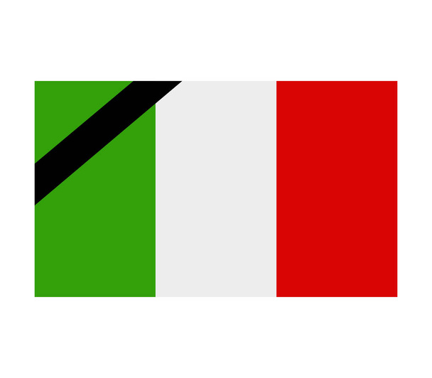 Ιταλία σημαία με πένθος σε λευκό φόντο - Διάνυσμα, εικόνα
