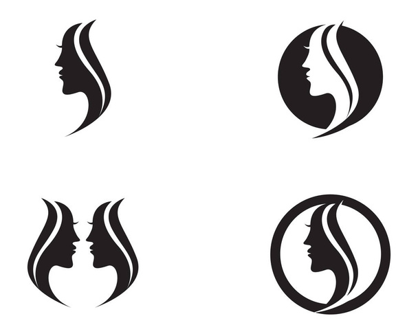 haar vrouw en gezicht logo en symbolen  - Vector, afbeelding
