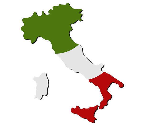 Італія карта з прапором на білому тлі - Вектор, зображення