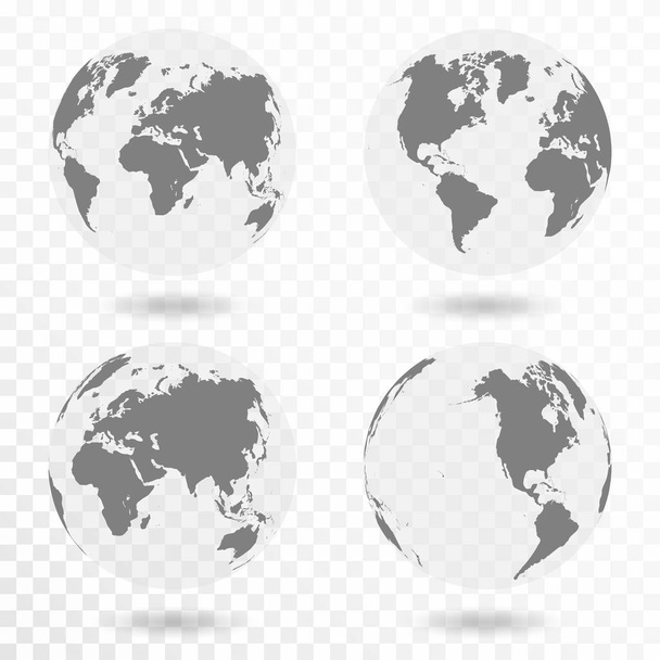 Planeet aarde pictogramserie. Earth globe geïsoleerd op transparante achtergrond - Vector, afbeelding