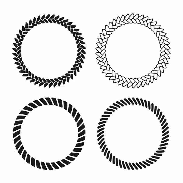 Marco de cuerda. Conjunto de marcos vectoriales redondos de cuerda náutica. Cuerda marina redonda para decoración
 - Vector, imagen