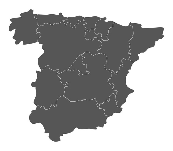 Ισπανία χάρτη με τις περιοχές σε λευκό φόντο - Διάνυσμα, εικόνα