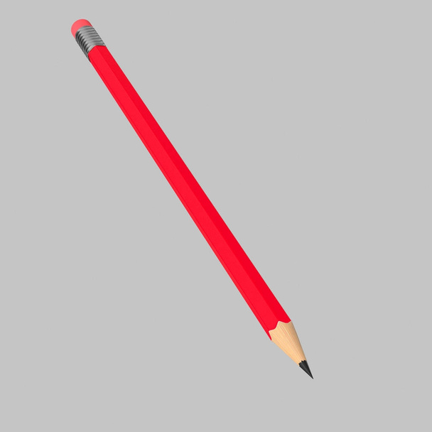 Isolated Floating Pencil on a Seamless Light Background - Photo, Image
