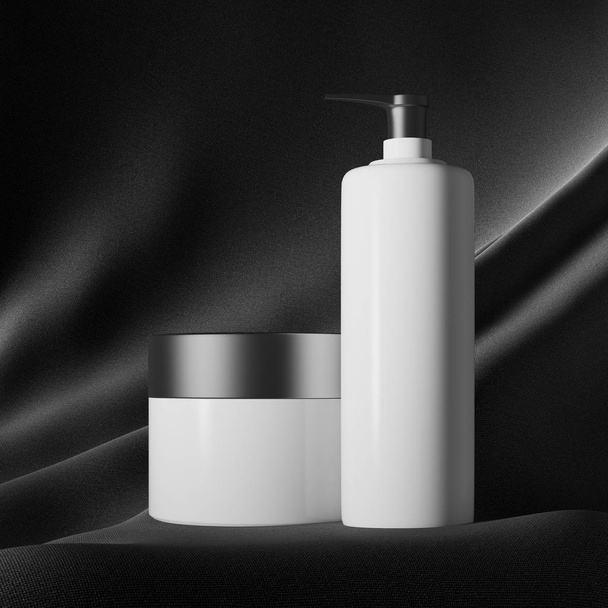 White creams and selfcare products black - Fotografie, Obrázek