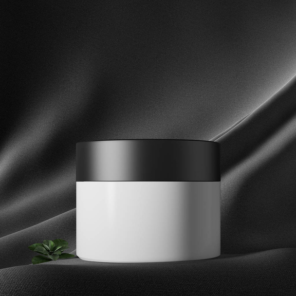 White cream jar, black background - Fotoğraf, Görsel