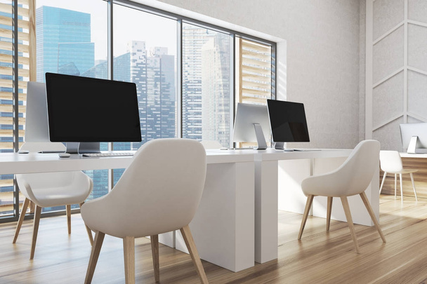 Modern white and wooden office close up - Foto, immagini