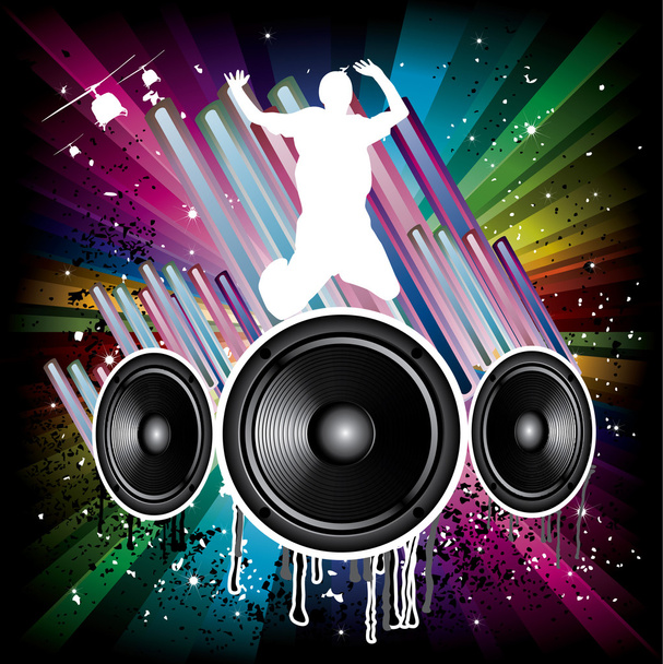 Music Background for Disco flyers with black Speaker - Vettoriali, immagini