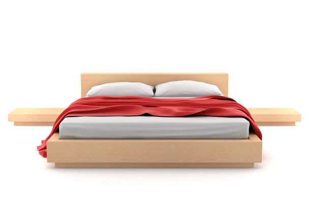 деревянная кровать на белом фоне - Фото, изображение