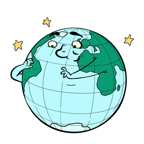 Планета характера Земля думает. экология и окружающая среда
 - Вектор,изображение