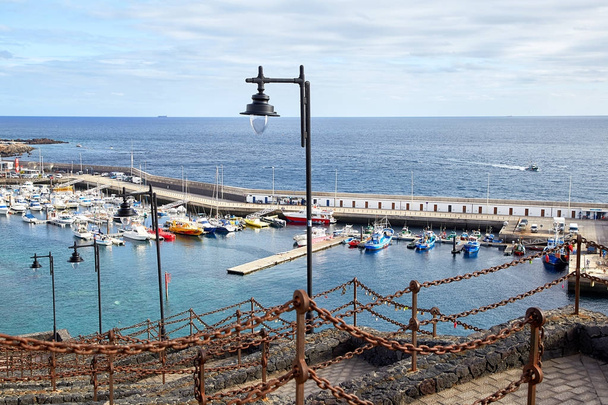 Walking street and yacht dock in Lanzarote Island, Canaries, Spa - Photo, Image