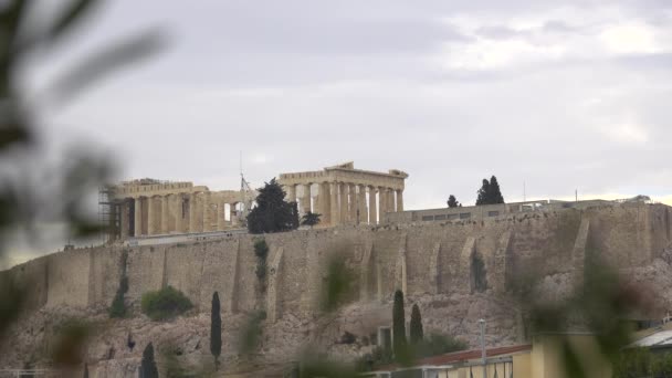 Az Akropolisz a távoli Parthenon nézet - Felvétel, videó