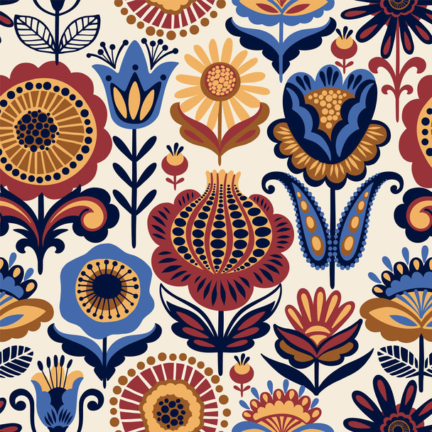 Folk floral seamless pattern. - Vektori, kuva