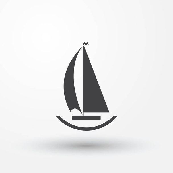 Velero de yate o velero, barco de vela crucero marítimo icono de viaje vector
 - Vector, Imagen